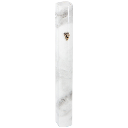 Aluminum Mezuzah 10 cm 3d Painted -White Marvel