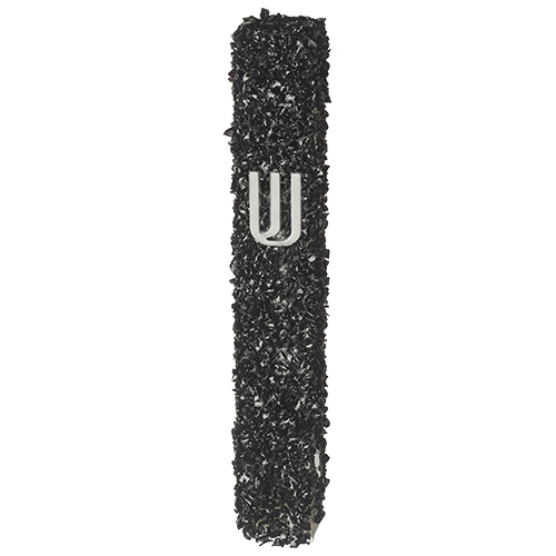Glass Mezuzah with Stones 12 cm- Black