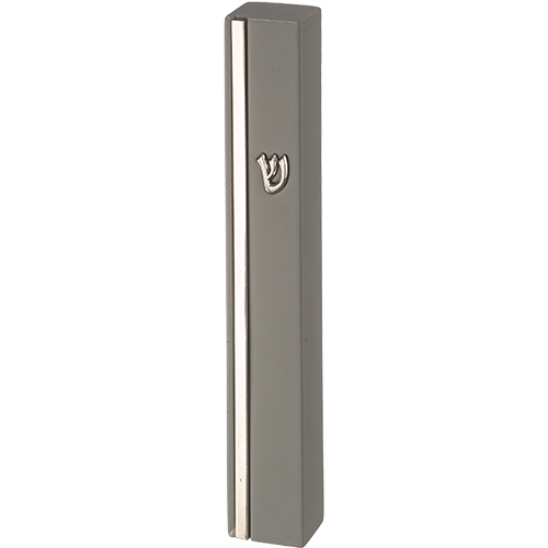 Concrete Polymer Mezuzah 12 cm, Stone - Like, Stone - Silver