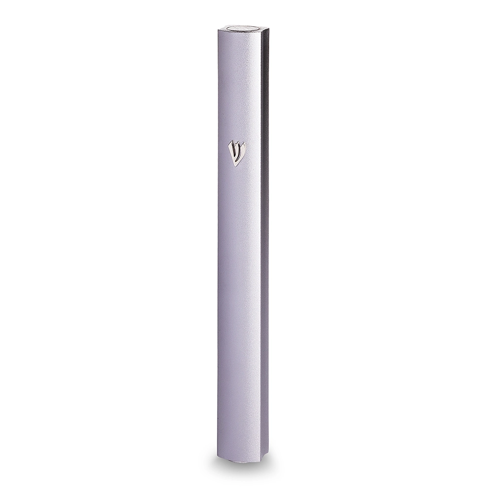 Aluminum Mezuzah with Metal Shin 15 cm- Gray