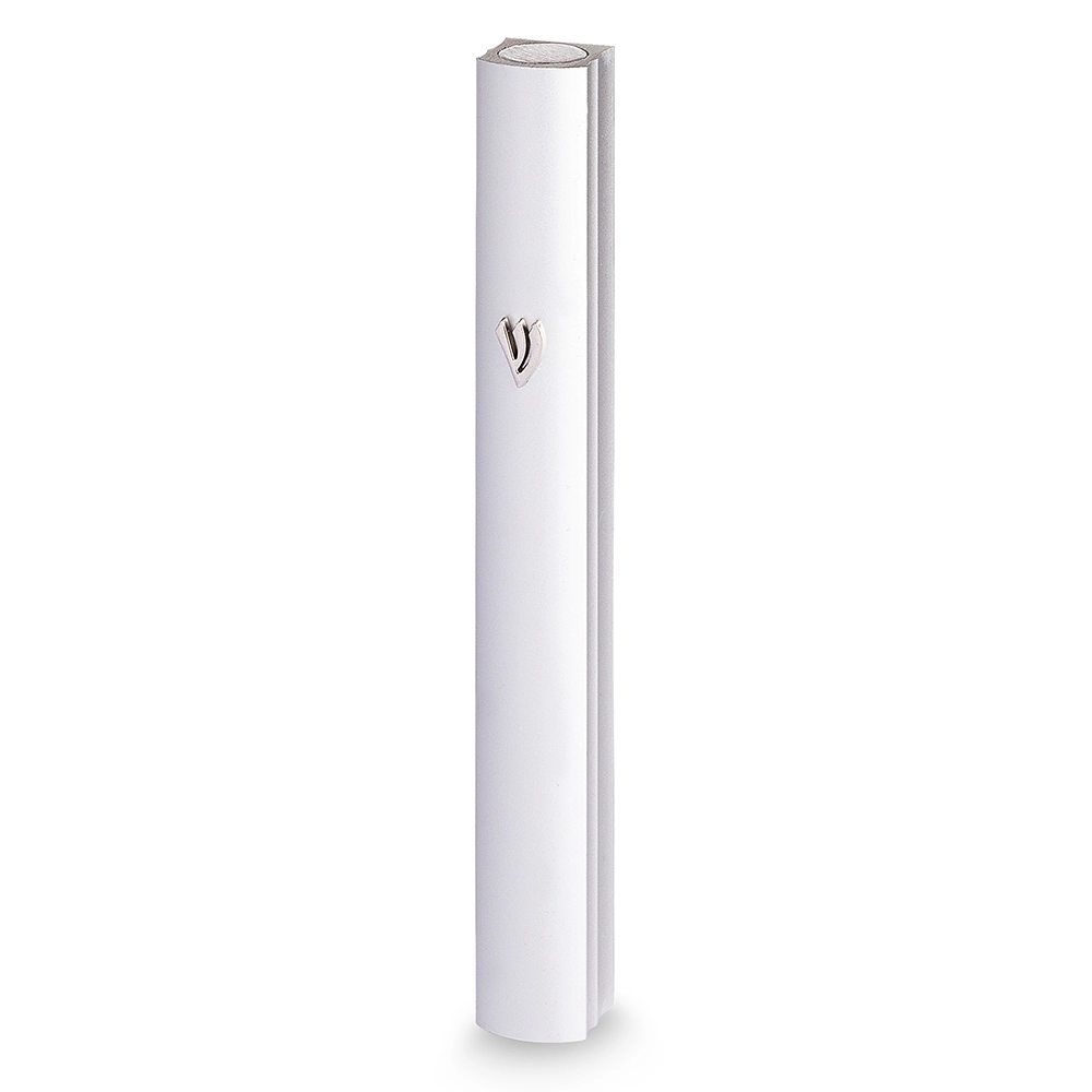 Aluminum Mezuzah 12 cm- Matt Silver, Metal "Shin" - Matte