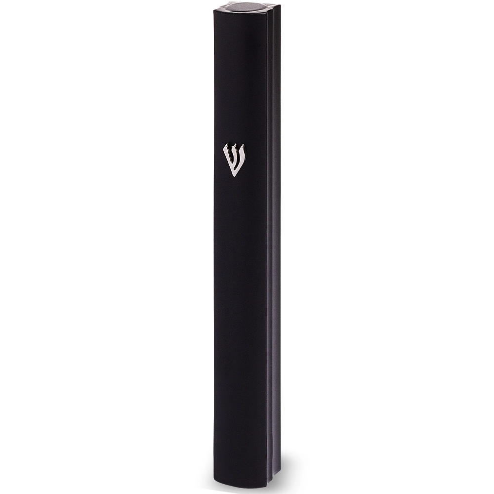 Black Aluminum Mezuzah 15 cm - Special Profile, Metal "Shin"
