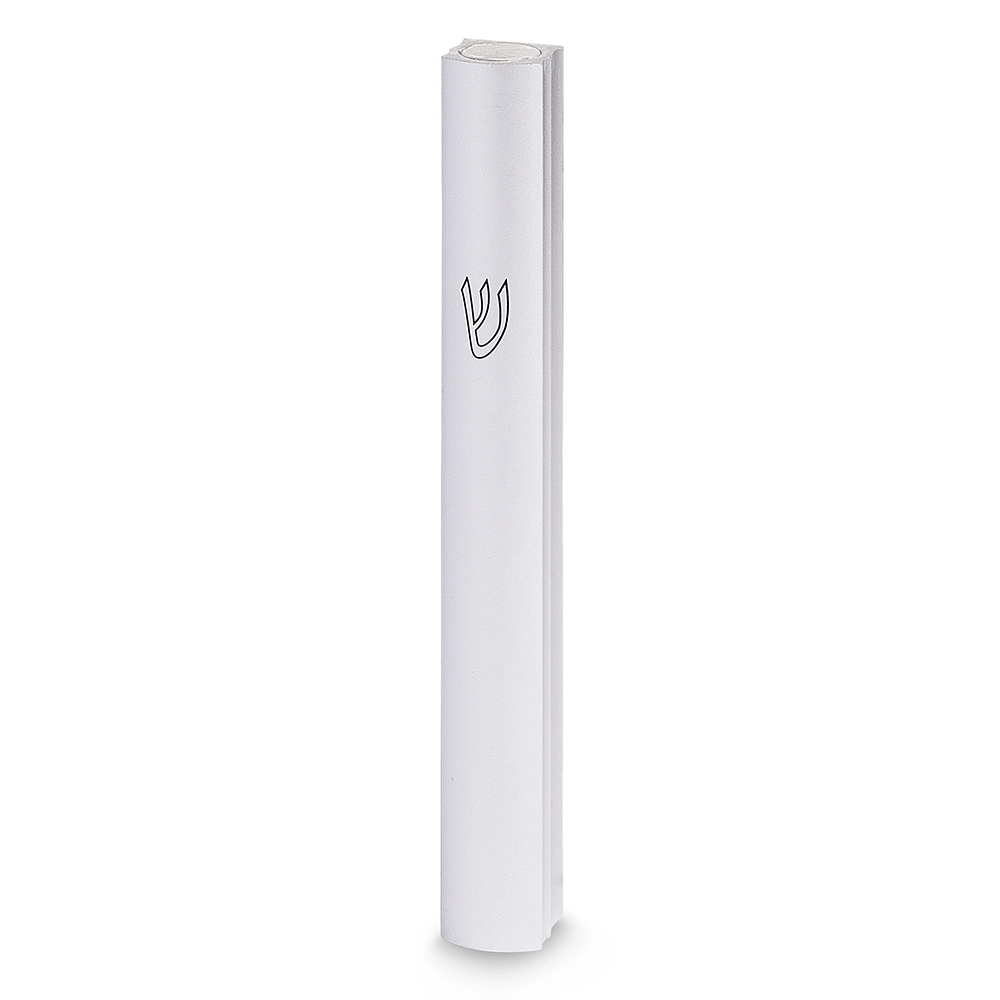Aluminum Semi- Round Mezuzah 12cm- Matte - Silver