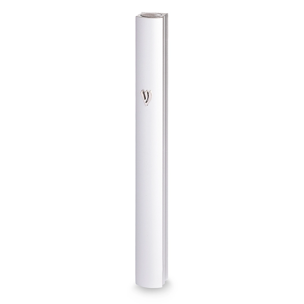 Aluminum Mezuzah 15 cm- Matt Silver, Metal "Shin" - Matte