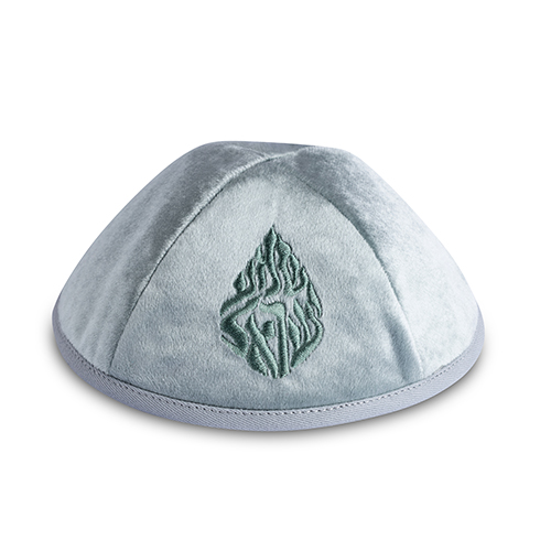 Velvet Kippah "Art-man" with Embroidery Size 3- Green