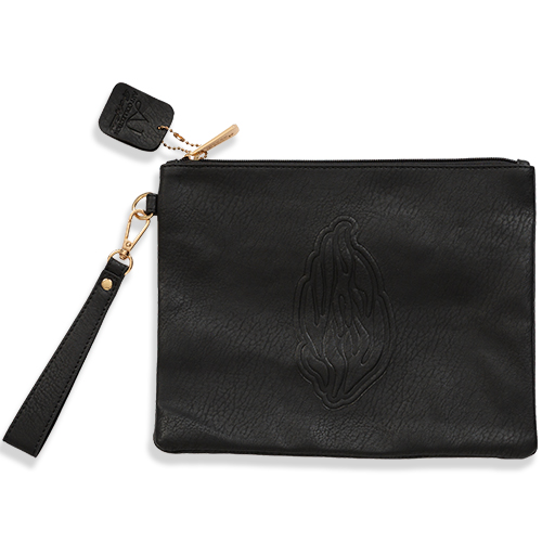 Leatherette Tefilin Clutch Bag with Embossed Logo 26.5x20.5cm - Black