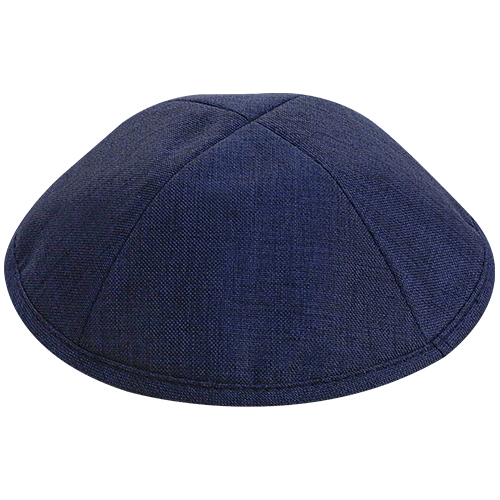 Linen Elegant Kippah Dark Blue Size 3 18.5cm