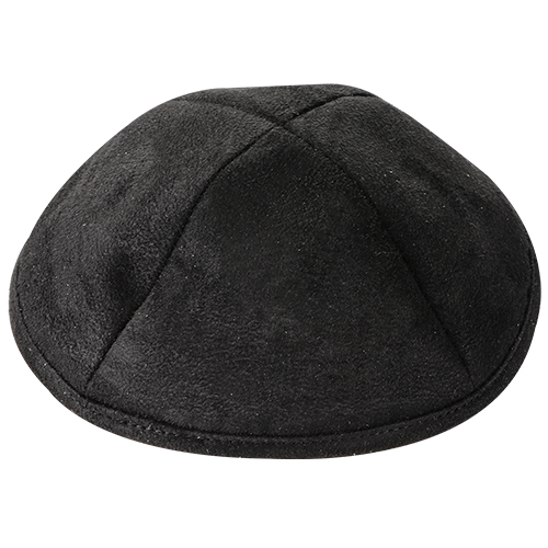 Ultra Suede Kippah 17 cm, with Pin Spot - Black