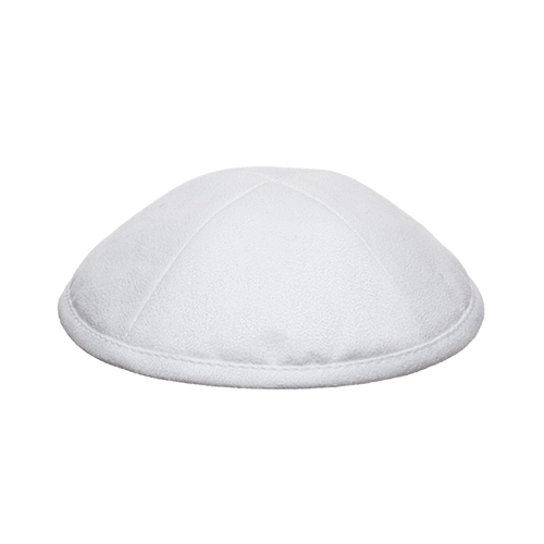 Ultra Suede Kippah 17 cm, with Pin Spot - White