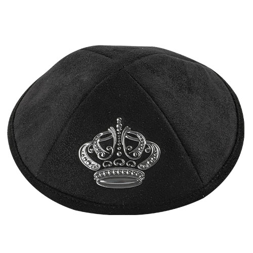 Ultra Suede Kippah 19 cm, with Pin Spot - Black