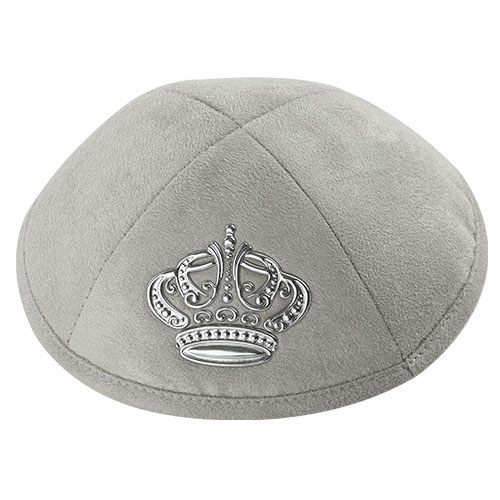 Ultra Suede Kippah 19 cm, with Pin Spot - Black - Gray