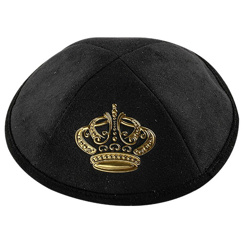 Ultra Suede Kippah 19 cm, with Pin Spot - Black