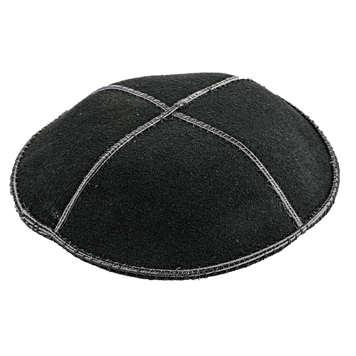 Suede Kippah 14 cm- Gray - Dark Gray