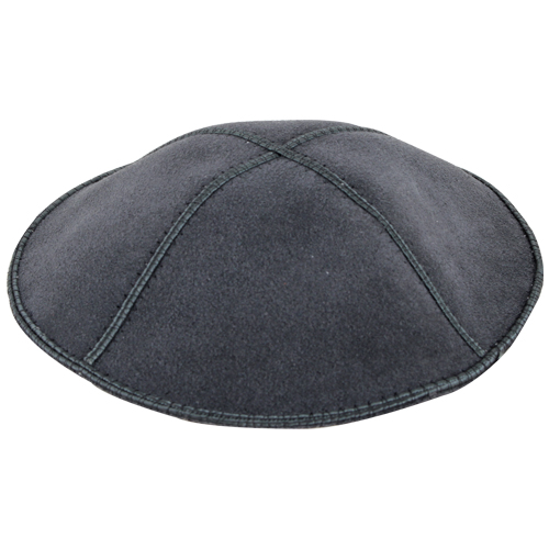 Suede Kippah 16 cm- Dark Gray