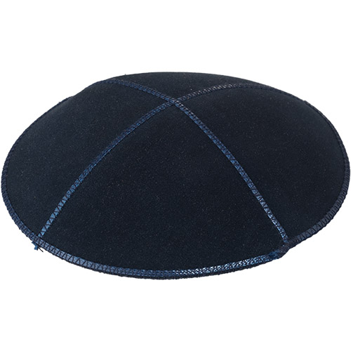 Leather Kippah "Artman" 14 cm- Blue