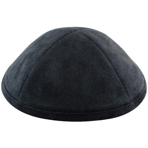 Ultra Suede Kippah 18 cm- with Pin Spot- Black