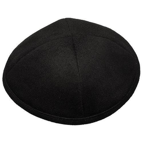 Ultra Suede Kippah 19 cm- with Pin Spot- Black