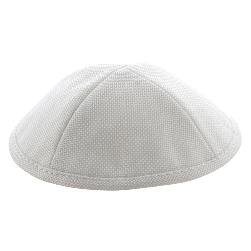 Linen Kippah 18cm- with Pin Spot- White