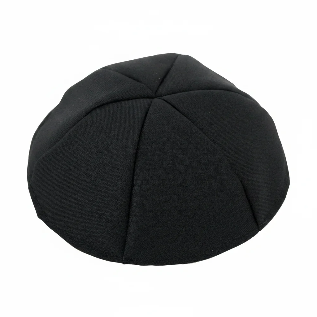 Black Terylene Kippah 22cm- #5, Six Parts