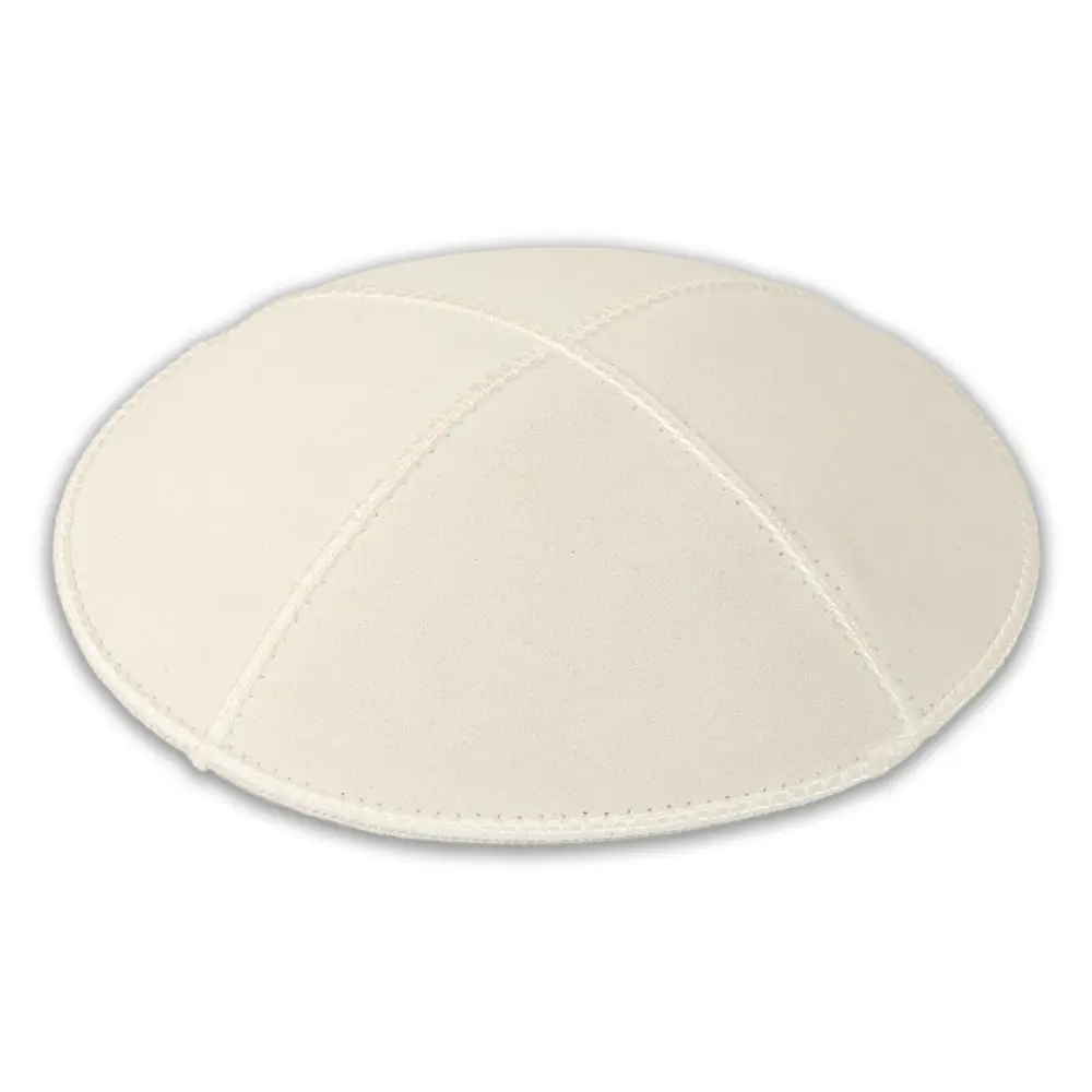 Leather Kippah 15 cm- Light Gray