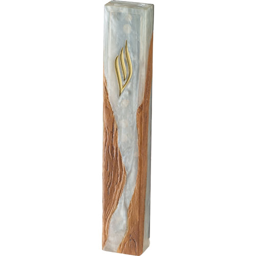 Polymer Epoxy Mezuzah 25 cm - White, Pearl