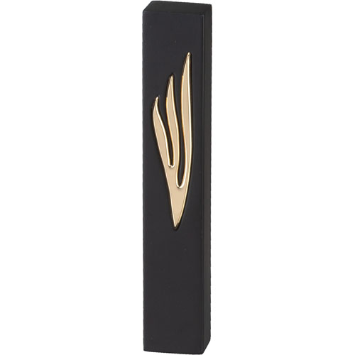 Polymer "Concrete" Mezuzah 12 cm, Stone - Like, Black - Gold