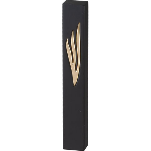 Polymer "Concrete" Mezuzah 15 cm, Stone - Like, Black - Gold