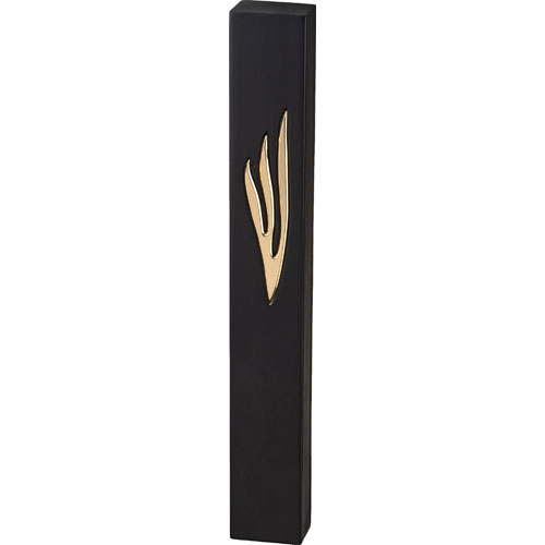 Polymer "Concrete" Mezuzah 25 cm, Stone - Like, Black - Gold