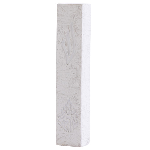 Concrete-like Polymer Mezuzah 12 cm - White