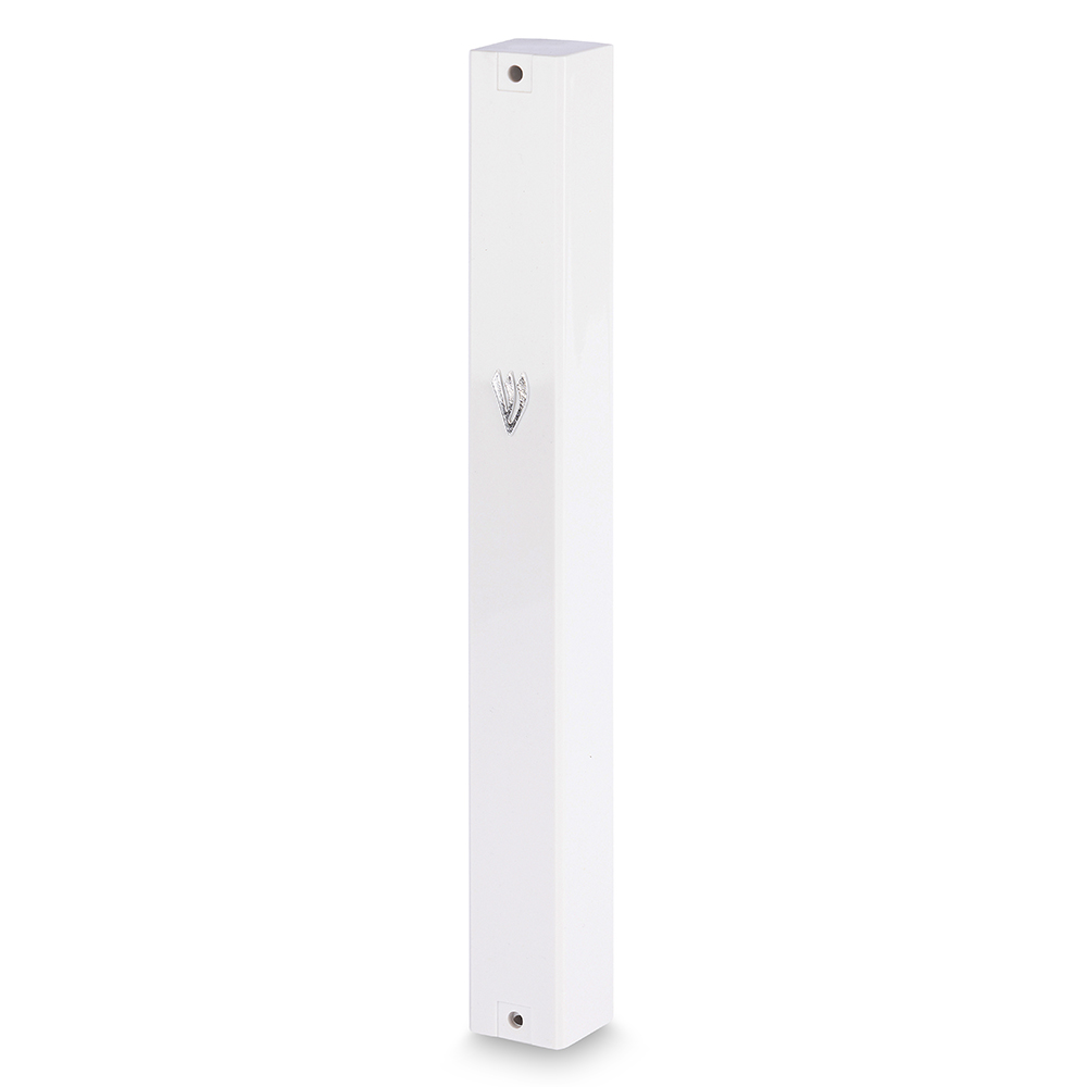 White Plastic Mezuzah with Rubber Cork 20 cm - Silver