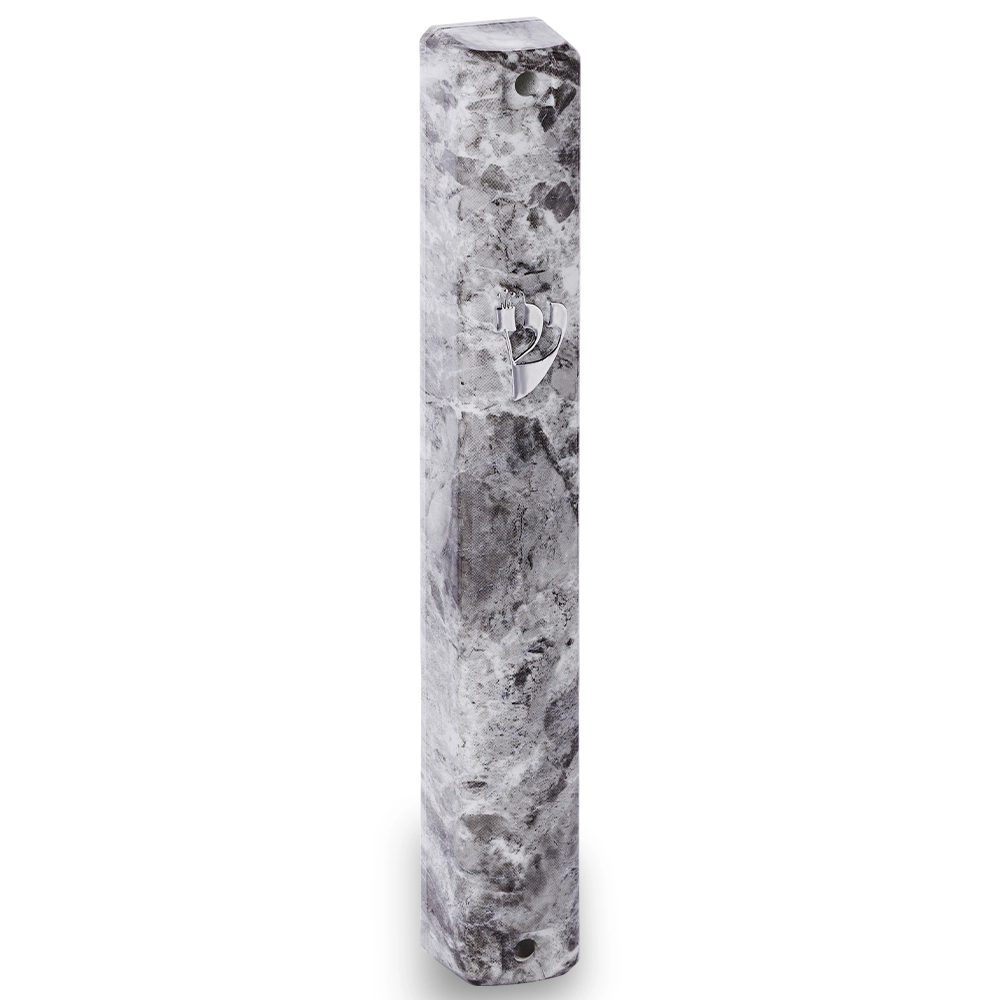 Plastic Mezuzah 12 cm - Gray Marble