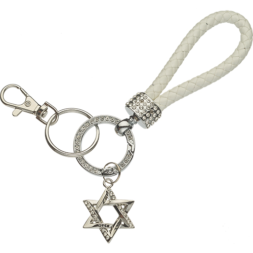 Nickel Magen David Keyholder with Stone Inlay