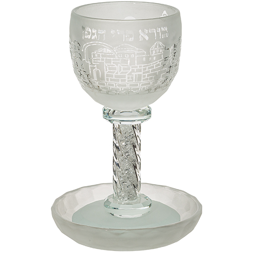 Crystal Kiddush Cup 16 cm with Stones Contain 130ml // 4.3oz