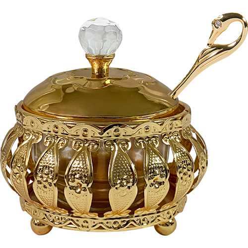 Gln Filigreen Honey Dish, 10 cm - Gold