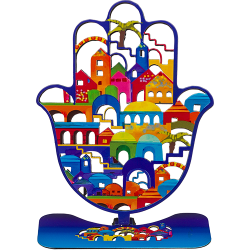 Metal Laser Cut Hamsa with Base 17 cm