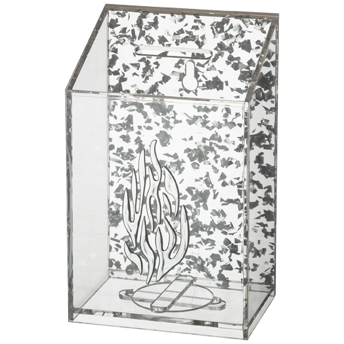 Lucite Tzedakah Box 14 cm - Silver