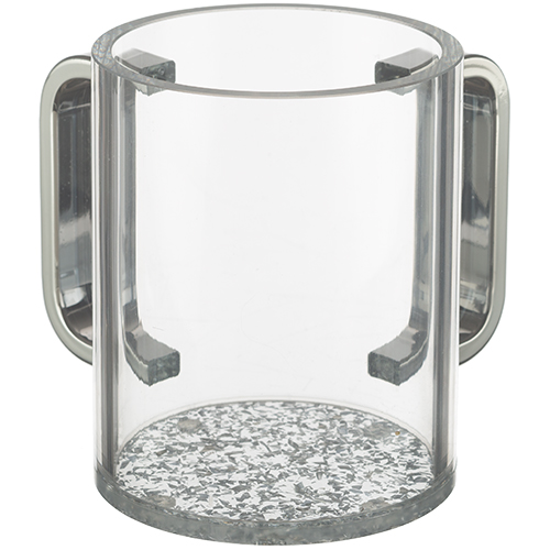 Lucite Clear Washing Cup 11 cm - Silver Handles