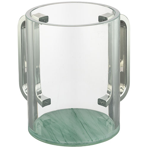 Lucite Clear Washing Cup 13 cm - Silver Handles