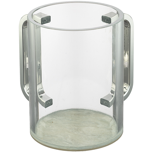 Lucite Clear Washing Cup 13 cm - Silver Handles