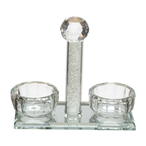 Crystal Salt & Pepper Holders 12*11 cm with Glass Chips