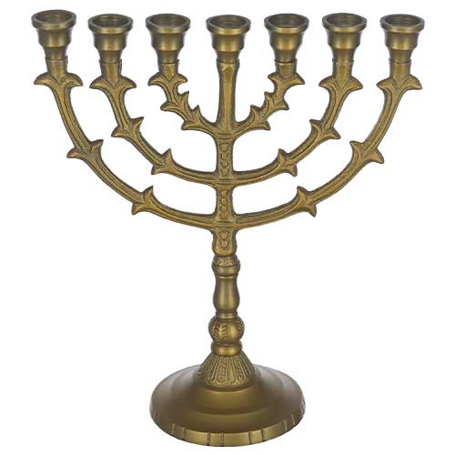Aluminum 7 Branch Menorah 25 cm- Brass Finish - Golden