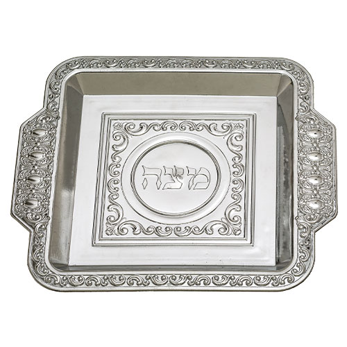 Plastic Matzah Tray 25x29 cm - Silver