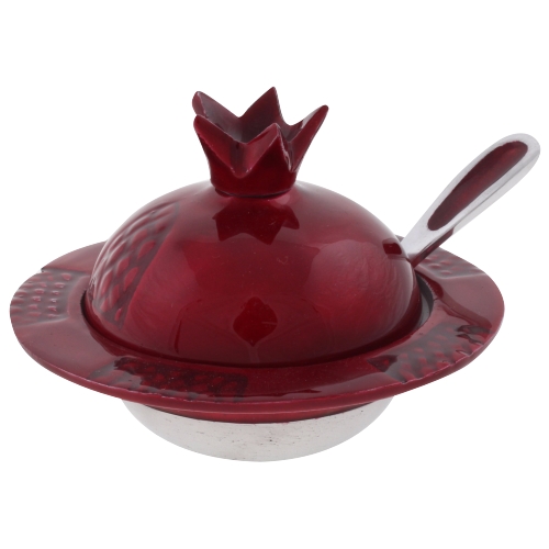 Aluminum Honey Dish Pomegranate, with Spoon 8x12cm