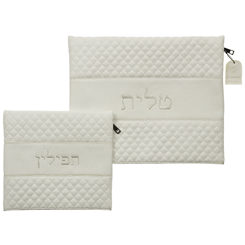 סט טלית תפילין דמוי עור עם ריקמה 36×29 ס״מ