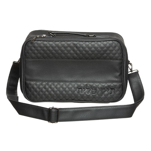 PU Leathere Fabric Talit 23*36 cm with Handle- Black