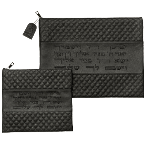 Leatheretteette Tallit - Tefillin Set 36*29 cm with Embroidery