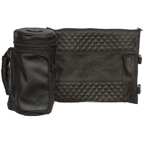 Leatherette Thermal Tefillin & Tallit Protective Case "Tik-taf" 22 cm- Black
