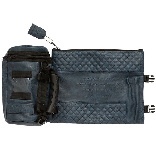 Leatherette Thermal Tefillin & Tallit Protective Case "Tik-taf" 22 cm- D.blue - Dark Blue