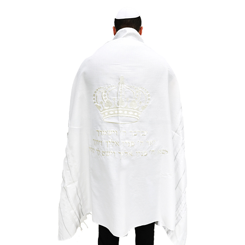 Talit Mofet Size 60 140*185 cm with Silver Stripes - with Embroidery