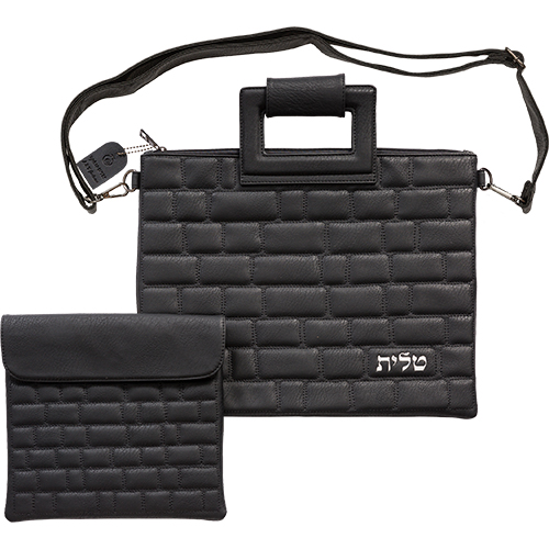 PU Leathere Fabric Talit & Tefilin Set 38*31 cm - Black